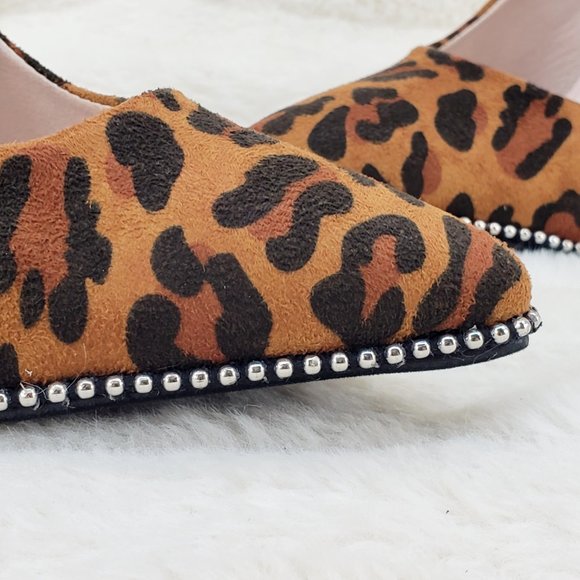 Brand New Leopard Print Stud Trim Pointy Toe High Heel Pumps - Picture 3 of 12